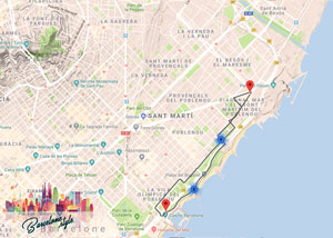 Bus touristique Barcelone plan trajet vert